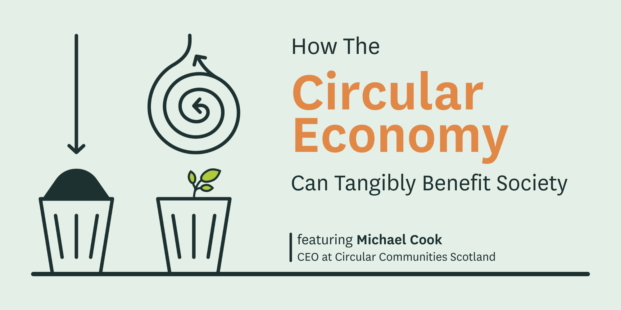 Cover graphic for article with circular vs linear economy graphic